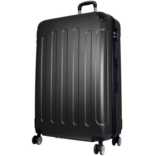Trendyshop365 Koffer und Koffer-Set 3-teilig Avalon Hartschale 4 Räder Zahlenschloss (anthrazit, großer Reisekoffer - Größe XL)