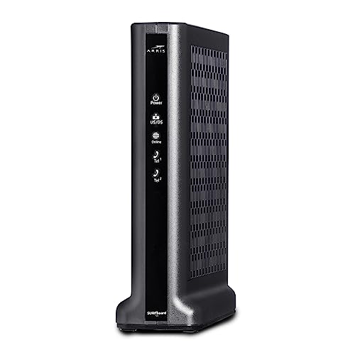 ARRIS Surfboard T25 DOCSIS 3.1 Gigabit Kabelmodem, Comcast Xfinity Internet & Voice, zwei 1 Gbit/s Ports, 2 Telefonie-Ports, max. 800 Mbps mit Xfinity Internetplänen, Schwarz
