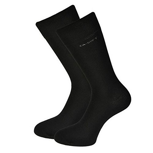 Camano Unisex 2er Pack einfarbige Socken mit verstärkten Zehen und Fersen Damen & Herren Strümpfe, Gr. 43-46, Schwarz (black 05)
