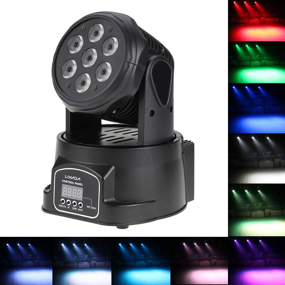 Lixada DMX512 Mini Moving Head 4 Farbe RGBW 5 Steuerungsmodus Disco Licht mit 9/14 Kanal für Party Disco Ballsaal Stab Stadium Club(100W)