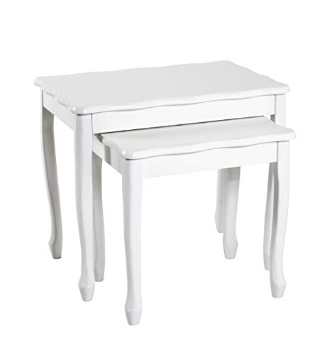 HAKU Möbel 2-Satz Tisch, MDF, weiß, 32/36 x 43/56 x 41/48 cm