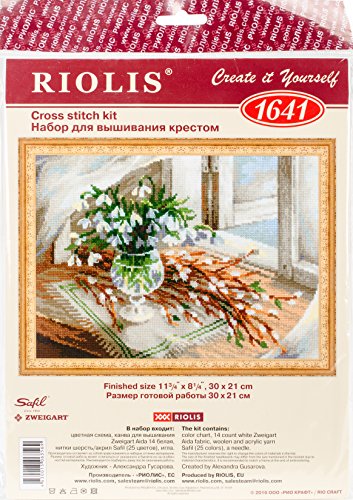 Riolis das Weidenholz Und Schneeglöckchen Kreuzstichpackung, Baumwolle, Mehrfarbig, 30 X 21 X 0,1 cm