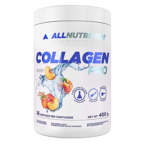 ALLNUTRITION Collagen Pro Kurkuma MSM Chondroitin Hyaluronsäure Ingwerextrakt Curcumin Nahrungsergänzungsmitte - l400 g Pfirsich