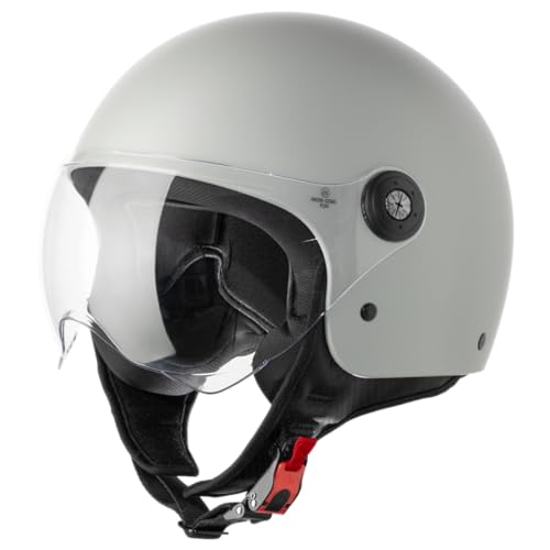 VINZ Duoro Roller Helm Jet Helm Mopedhelm Herren und Damen | in Gr. XS-XXL | Jethelm mit Visier | ECE 22.06 Zertifiziert | Motorradhelm | Grau
