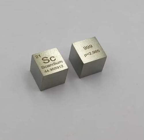 1 Stück 10 x 10 x 10 mm Metallic Scandium Periodensystem Würfel SC 99,9% reine Scandium Cube Wunderbare Element Collection Handwerk