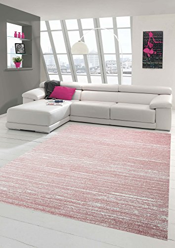 Traum Designer und Moderner Teppich Wohnzimmerteppich Kurzflor Uni Design in Rosa Größe 160x230 cm