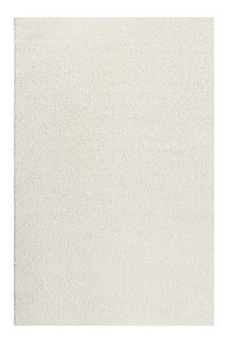 Flauschiger Esprit Hochflorteppich für Wohnzimmer, Schlafzimmer und Kinderzimmer - Whisper Shag (80 x 150 cm, Creme weiß)