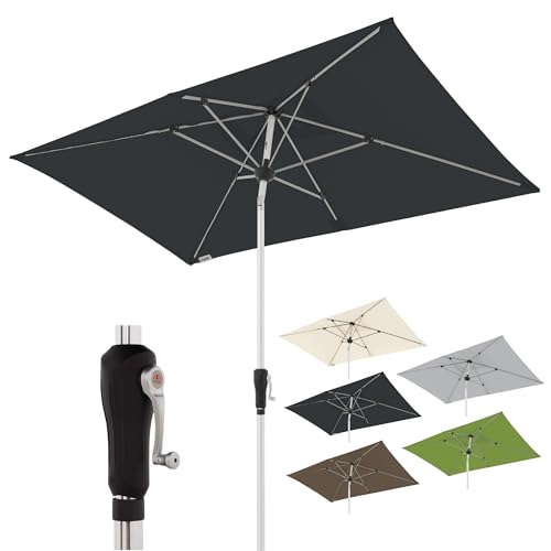 doppler Sonnenschirm Aluminium Crank Umbrella SL-AZ 220x140 - Rechteckiger Kurbelschirm - Modernes Design - Starker UV-Schutz - 220x140 cm - Anthracite