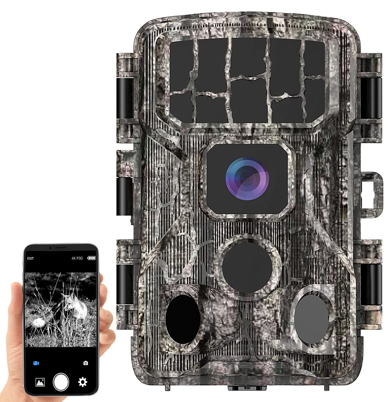 VisorTech Wildkameras: WLAN-4K-UHD-Wildkamera, PIR, Nachtsicht, 8 Monate Stand-by, App, IP65 (Fotofalle, Wildkamera mit WiFi, Überwachungskamera mit Infrarot)