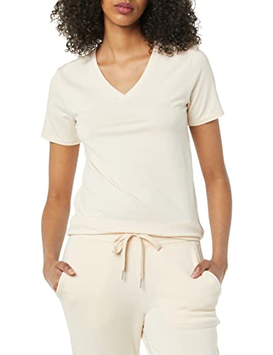 Amazon Aware Damen Perfektes kurzärmliges T-Shirt mit V-Ausschnitt (in Übergröße erhältlich), Blassrosa, L