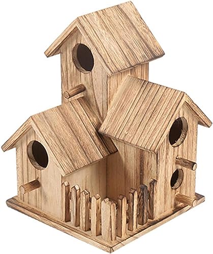 LUCKLY Vogelhaus für Wildvögel, Nistkasten, rustikal, Zubehör für Garten, Nistkasten, für den Außenbereich, für Haus & Co. – Holz Nistkasten, Vogelhaus, außen
