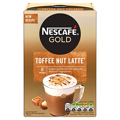 Nescafe Gold Toffee Nut Instant Coffee Sachets (6 Stück, insgesamt 48 Beutel)