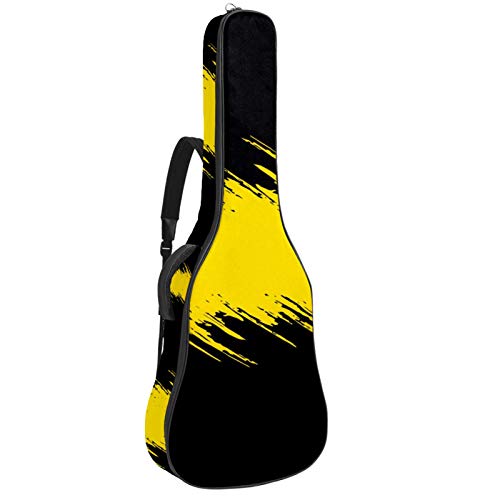 Gitarrentasche mit Reißverschluss, wasserdicht, weich, für Bassgitarre, Akustik- und klassische Folk-Gitarre, Schwarz und Gelb