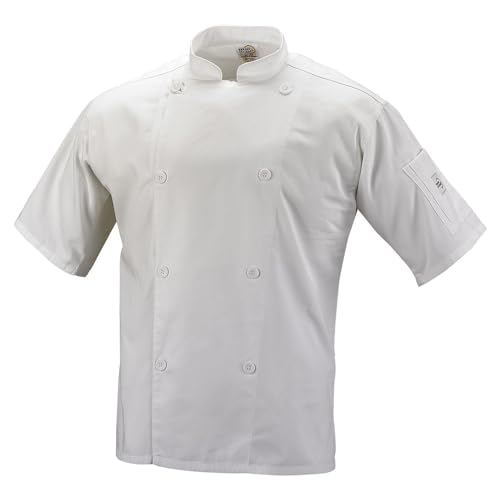 Mercer Culinary M61012WH7X Genesis Unisex Short Sleeve Chef Jacket with Traditional Buttons, 7X-Large, White by Mercer Culinary