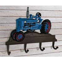 Wandgarderobe Trecker Blau Traktor Garderobe Vintage-Stil Gusseisen 4 Haken