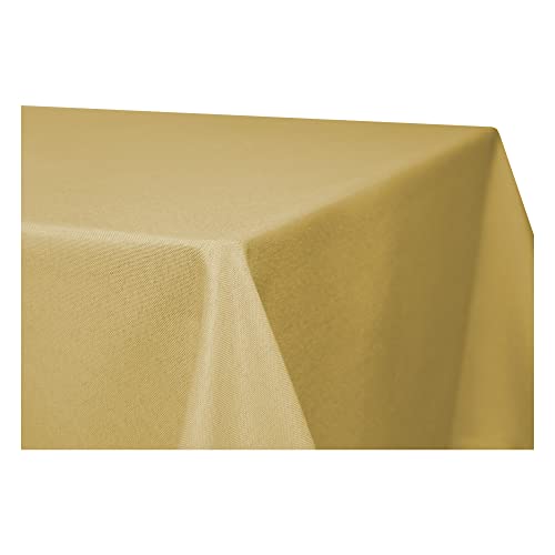 Tischdecke rechteckig Leinenoptik Lotuseffekt Tischwäsche Wasserabweisend Tischtuch Fleckenabweisend Bügelfrei Abwischbar Waschbar Innen und Außen Perleffekt (130 x 260 cm, gelb)