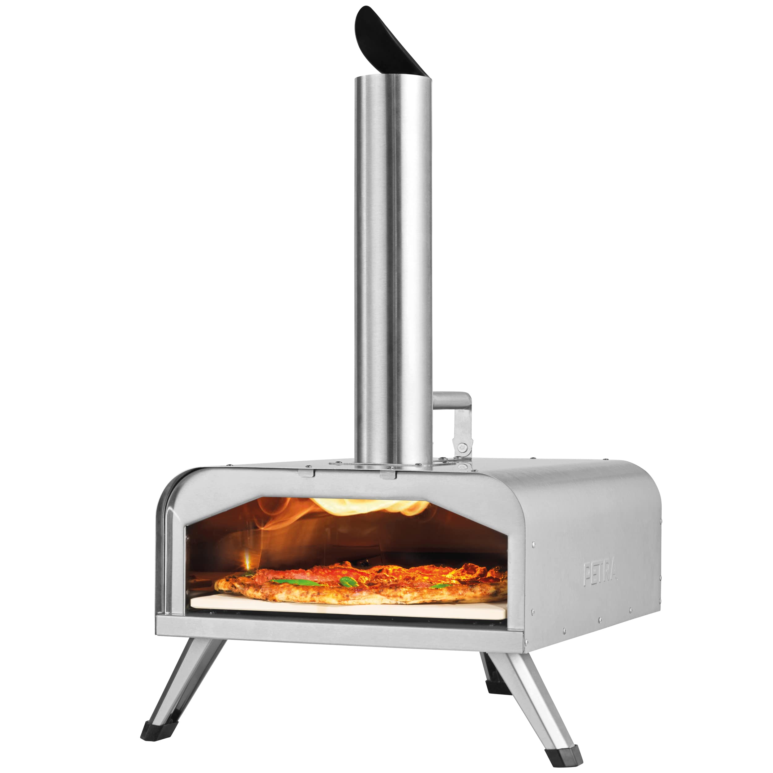 Petra PT5186EU10 tragbarer Outdoor Holzpellet Pizzaofen (12 Zoll), erreicht 500 °C in 15 Minuten, authentische Holzofen-Pizza in 60 Sekunden, Holzpellet Grill inklusive Pizzaschaufel & Pizzastein