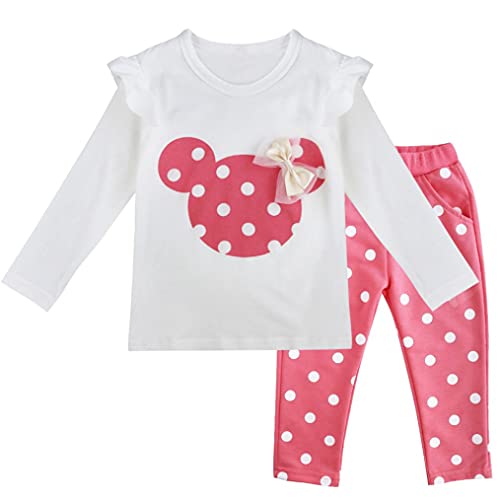 YiZYiF Baby Set-Kleinkind Kinder Mädchen Bekleidungsset Langarm Shirt Pullover + Pants Leggings Outfits Kleider (98, Rosa)