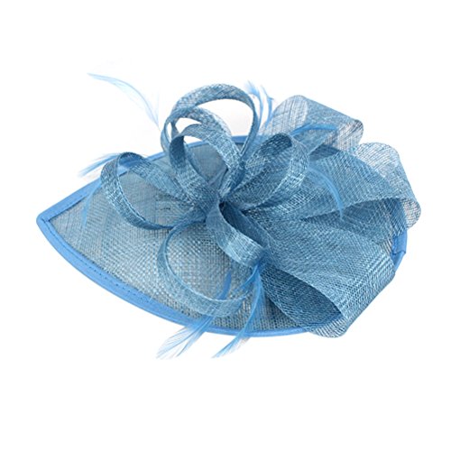 Frcolor Fascinator Hut, Hochzeit Feather Hut Filz Hut für Frauen (blau)