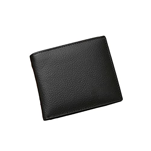 SSWERWEQ Brieftasche Herren Echtes Leder Männer Geldbörsen Premium Product Echte Rindsleder Brieftaschen Für Mann Short Black Walet (Color : Black)