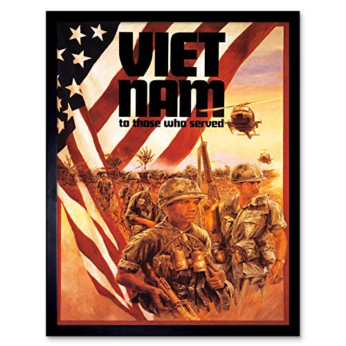 Wee Blue Coo Paintings Portrait Vietnam War Veteran Flag Soldier Gun Military Art Print Framed Poster Wall Decor Kunstdruck Poster Wand-Dekor-12X16 Zoll