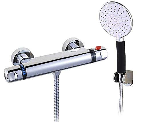 Wasserhähne, Überzug Bronze Nehmen Sie eine Dusche Badezimmer-Wasserhahn Tatic Badezimmer Moderner Chrom-Badewannen-Duschmischer Anti-Verbrühungs-Wasserhahn 4-Punkt-Schnittstellen-Wasserhahn