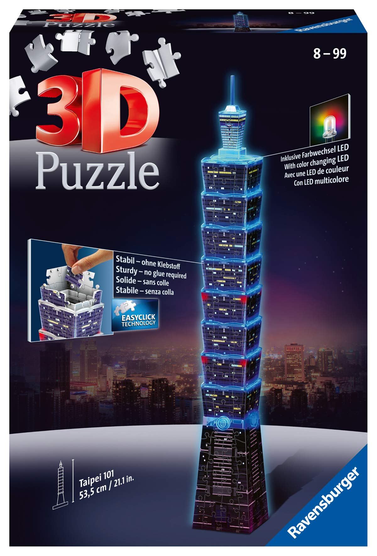 Ravensburger 3D Puzzle Taipei 101 bei Nacht 11149 - leuchtet im Dunkeln - 216 Teile - ab 8 Jahren