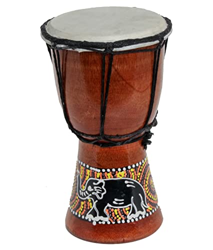 30cm Kinder Djembe Trommel Bongo Drum Holz Bunt Elefant