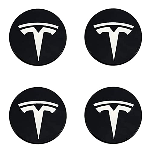 MELBIZ 4 Stück Radmittenkappen für Tesla Model 3 X S, 65mm Nabendeckel, Ersetzbar Radnabenabdeckung, mit Logo-Emblem-Aufkleber, Wasserdicht Staubdicht, Schmücken Zubehör