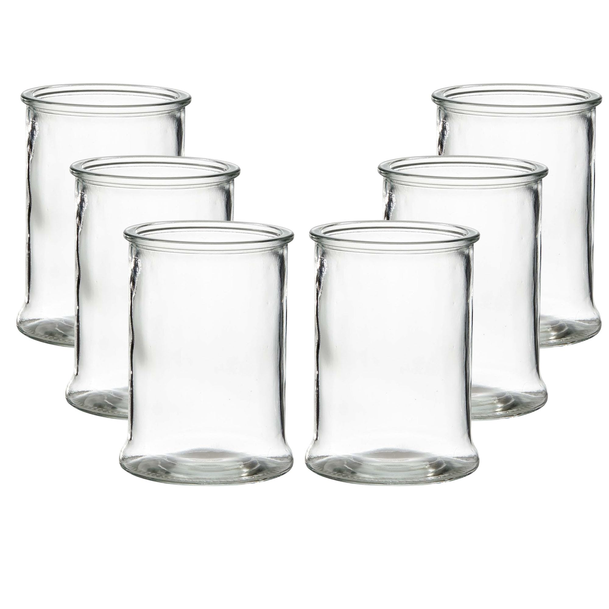 6 x Windlicht aus Glas in Zylinderform - H 17 cm - Ø 13 cm - Glas Windlicht - Blumenvase - Tischvase - Pflanzglas - Garten im Glas - Vase
