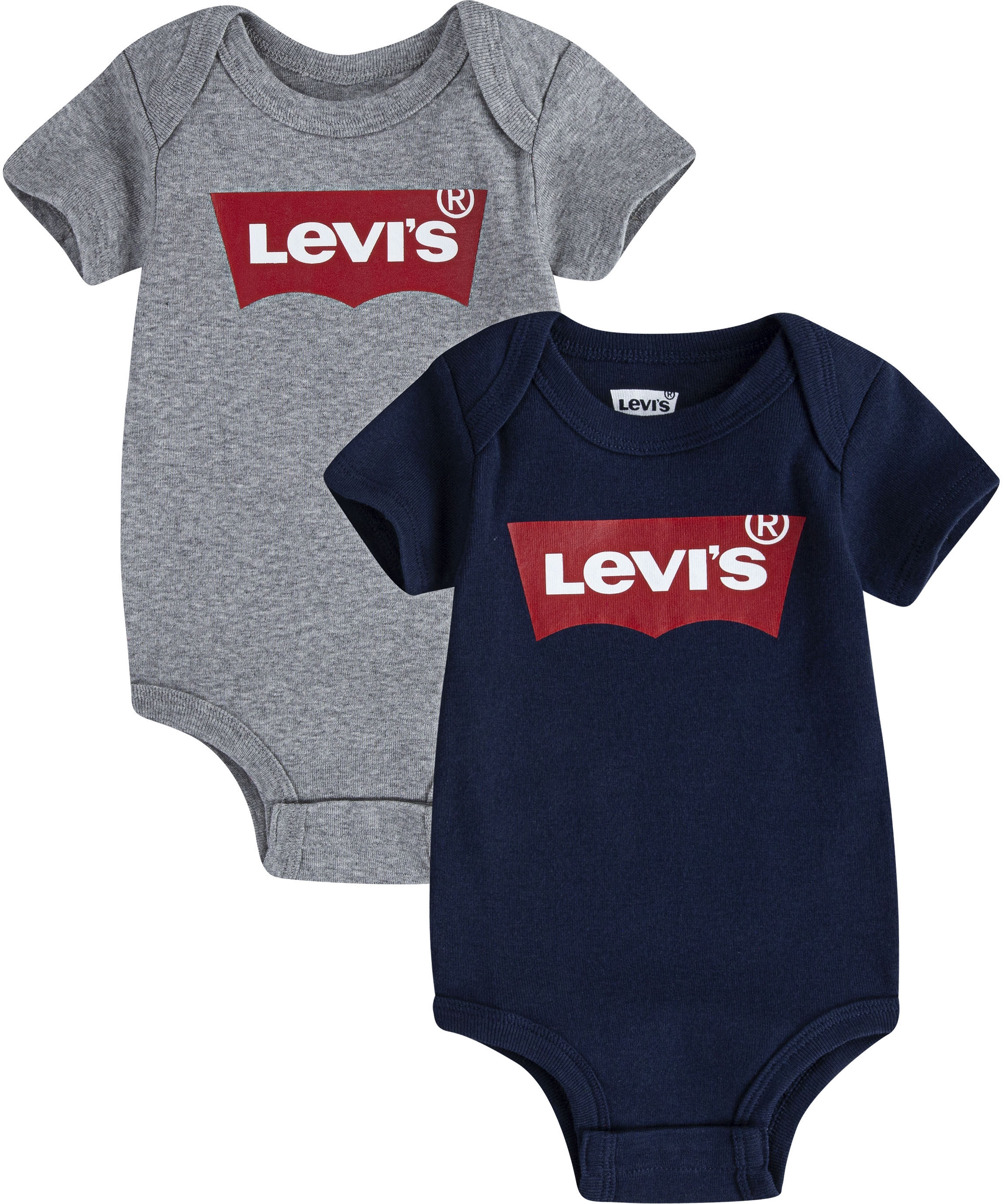 Levi's Kids Batwing 2pk bodysuit Unisex Baby Grey Heather 0-6 Monate