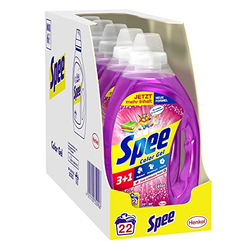 Spee Color Gel 3+1, 110 (5 x 22) Waschladungen, Flüssigwaschmittel für strahlend reine und frische Buntwäsche, Waschmittel zum schlauen Preis