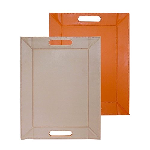 FreeForm Tablett, zweifarbig, wendbar, Kunstleder, Kunstleder, Orange - Taupe, 45 x 35 cm