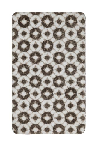 Moderner Badteppich mit abstraktem Muster von WECONhome Basics - rutschfest, Waschbar - Elegantes Design für jedes Badezimmer - Vielseitige Größen & Farben – J&J (55 x 65 cm, Taupe beige)