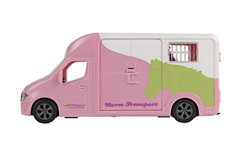 Van Manen Kids Globe Traffic Pferdetransporter Anemone Die Cast 1:32 in rosa (mit Licht & Sound, 1 Pferd, inkl. Batterie) - Nr. 510212
