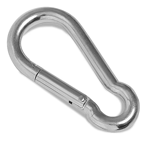 Feuerwehr Karabinerhaken 60mm x 6mm Stahl verzinkt [20 Stück] Tragfähigkeit/WLL: 120kg HEAVYTOOL® Karabiner Feuerwehrkarabiner