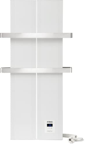 Finesa-D Badheizkörper Elektrisch mit Smarte Regelung Thermostat, Handtuchwärmer Elektrisch, Handtuchtrockner Elektrisch, Wärmeabgabe 400-1200W ***** 5 Jahre GARANTIE ***** (800 x 408, Weiß)