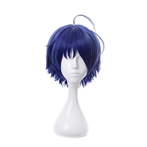 Anime WONDER EGG PRIORITY Ohto Ai Dark Blue Short Wig Cosplay Costume Heat Resistant Synthetic Hair Party Wigs +Hairnet