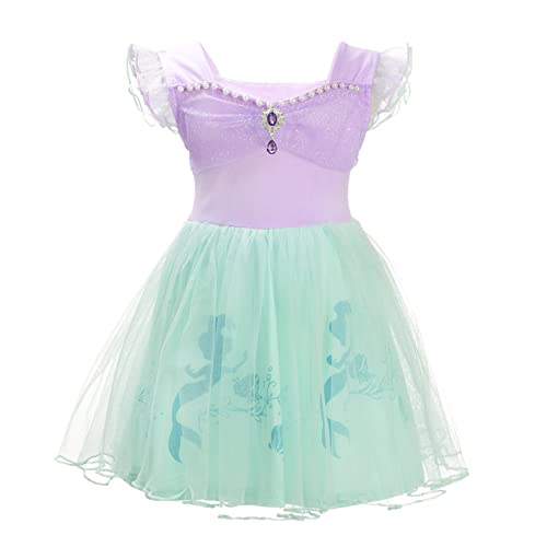 Lito Angels Kleine Meerjungfrau Prinzessin Arielle Kleid Kostüme für Kleinkind Mädchen, Halloween Party Ankleiden Tüllkleid, Größe 18-24 Monate 92, Lila 265