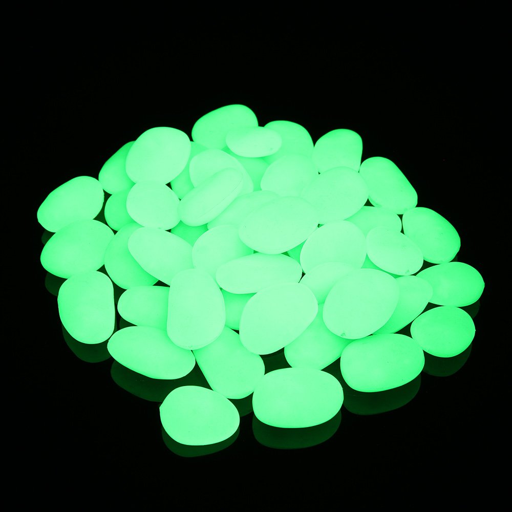 Shiny Stone Glow in the Dark Pebbles,Decorative Glow Stones,Fish Tank Aquarium Gravel,Glow Pebbles for DIY Garden Gifts Decoration (Big Size, 3-4cm, 400g/14.1oz) (Green)