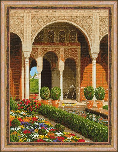 Riolis Schlossgarten Kreuzstich-Set, Baumwolle, Mehrfarbig, 30 x 40 x 0.1 cm