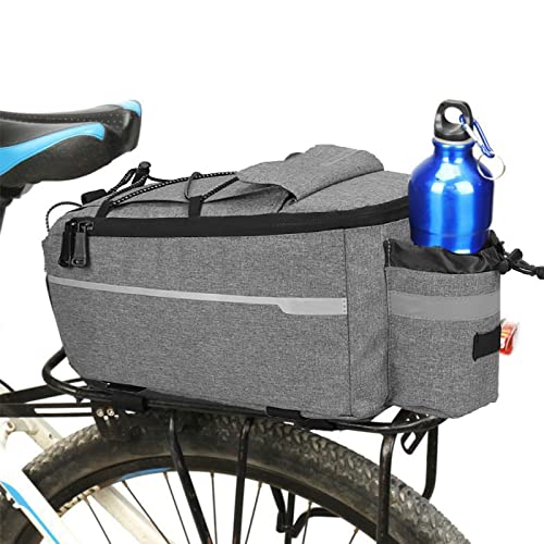 DaMohony Fahrrad Gepäckträgertasche 10L Fahrradtasche Satteltasche Fahrrad Sitz Isoliertasche Hinter Gepäcktasche Wasserdicht Rücksitztasche mit Reflektierend, Handtasche, Umhängetasche, grau