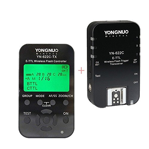 Yongnuo YN622C-KIT Wireless i-TTL Blitzauslöser mit LED Bildschirm für Canon Kameras, (einschließlich YN622C-TX Controller und YN622C Transceiver ) + WINGONEER Diffusor
