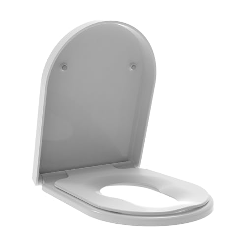 Grünblatt High-End Duroplast WC Sitz für Familien mit Kinder, Absenkautomatik, Toilettendeckel Klobrille Toilettensitz abnehmbar zur Reinigung (D-Form großer Kindersitz)