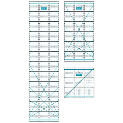SEMPLIX Patchwork Lineal Set cm kleines Bundle (15x60 cm, 15x30 cm, 15x15 cm) (türkis)