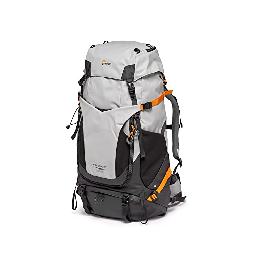 Lowepro PhotoSport PRO BP 55L, Rucksack für Spiegelreflex- & spiegellose Kameras, Zugriff auf Vorder- und Rückseite, Herausnehmbarer Kameraeinsatz, Zubehörgurte Größe: M/L, Farbe Dunkel/Hellgrau