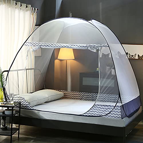 Hengqiyuan Pop Up Moskitonetz Reise-tragbares Moskitonetz Eintüriger Camping-Moskitovorhang Einfach zu installierende Kuppel,Grau,180×200×150cm