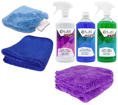 ADVANTUSE Folienpflege Set Wrapped Folien Shampoo, Trockenwäsche und Versiegelung mit Zubehör für folierte Fahrzeuge