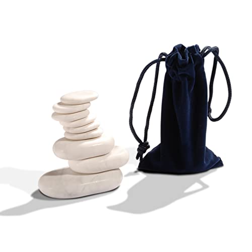 Master Massage Marmorstein Cold Stone Stein Set für Massage Weiߟ Marmor 9er Pack verschiedene Größe