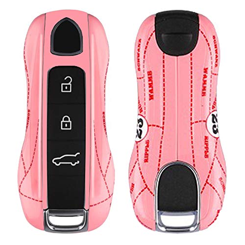 Kwak's Schlüsseletui für Porsche Pink Pig ABS Autoschlüssel Abdeckung Passend für Porsche 718 Macan Panamera 911 Cayenne Schlüsselkasten(B typ-rosa)
